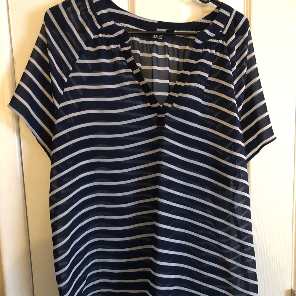 A.N.A Blue V Neck Blouse